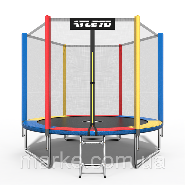 Батут Atleto 252 см з сіткою та драбинкою multikolor (mrk)