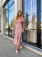 Жіноче літнє плаття із софту у квітковий принт із розрізом (Норма), фото 3