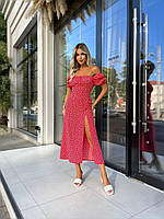 Жіноче літнє плаття із софту у квітковий принт із розрізом (Норма), фото 6