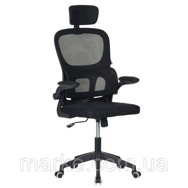 Крісло офісне на колесах із підголівником Bonro B-122 чорне