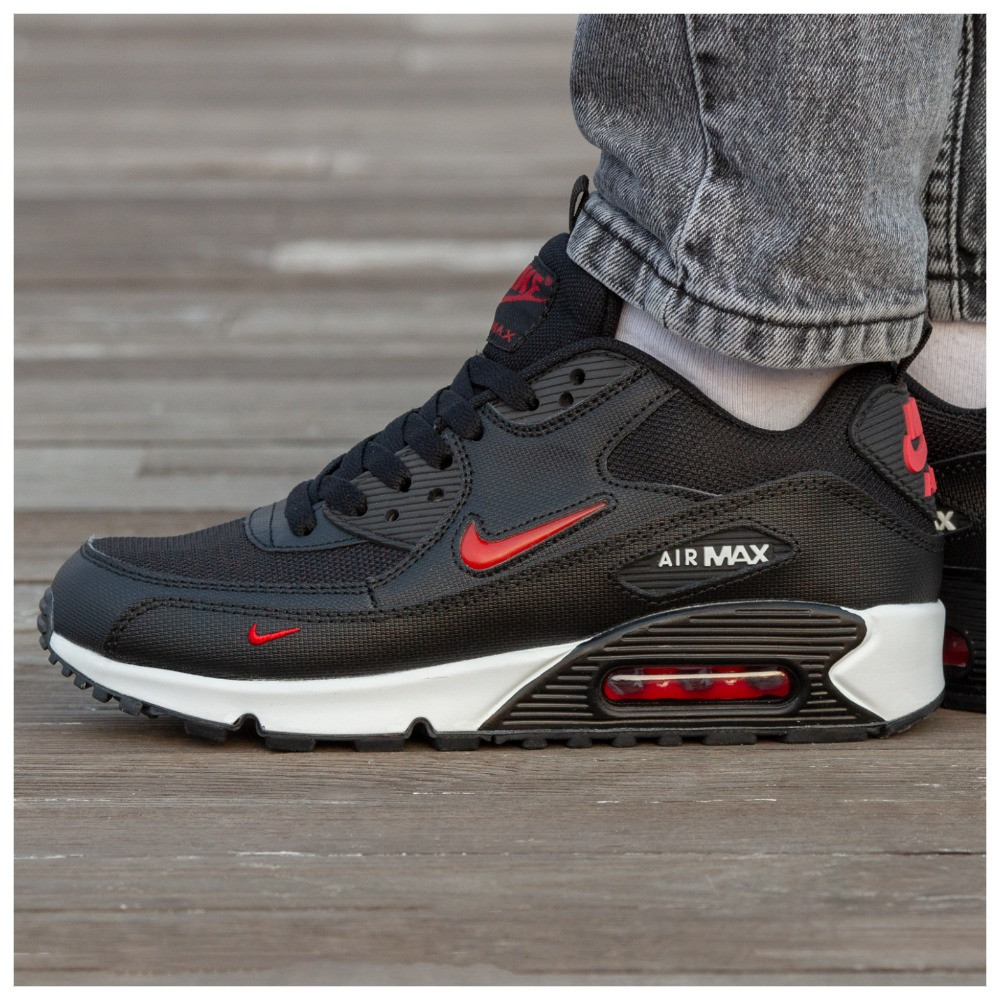 Чоловічі кросівки Nike Air Max 90 Cordura Black Red White, червоно-чорні кросівки найк аір макс 90 кордура