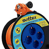 Подовжувач на котушці Svittex 50 м 3х1.5 із заземленням та термозахистом, фото 4