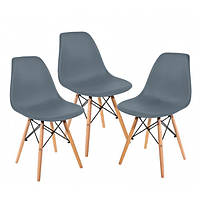 Крісло для кухні на ніжках Bonro В-173 FULL KD сіре (3шт) (mrk)