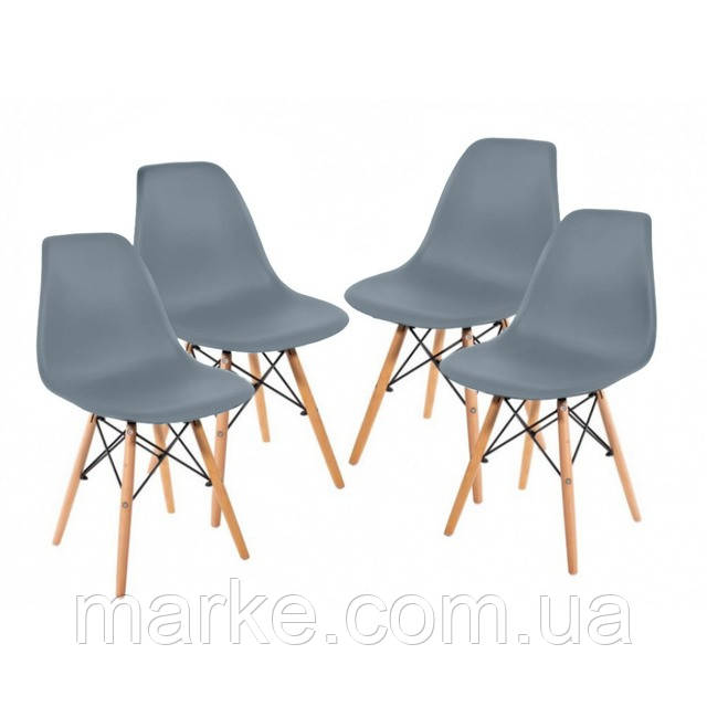 Крісло для кухні на ніжках Bonro В-173 FULL KD сіре (4шт) (mrk)