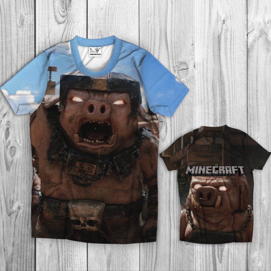 Футболка Minecraft майнкрафт гра фільм гра постер напис свиня кабан ВСІ Розміри, фото 1