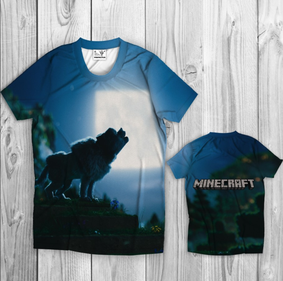 Футболка Minecraft майнкрафт гра фільм гра постер напис вовк ВСІ Розміри, фото 1