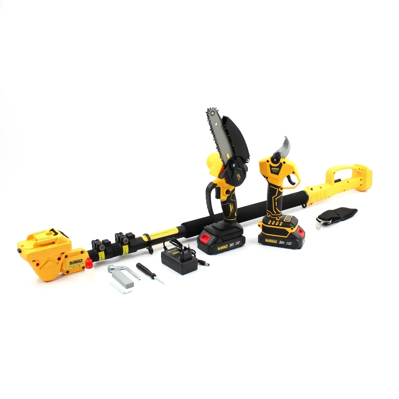 Набір 3в1 АКБ DeWalt 24V (Пила DCM155HN + Секатор DCMPP540P1 Digital + Телескопічна штанга 3 м)