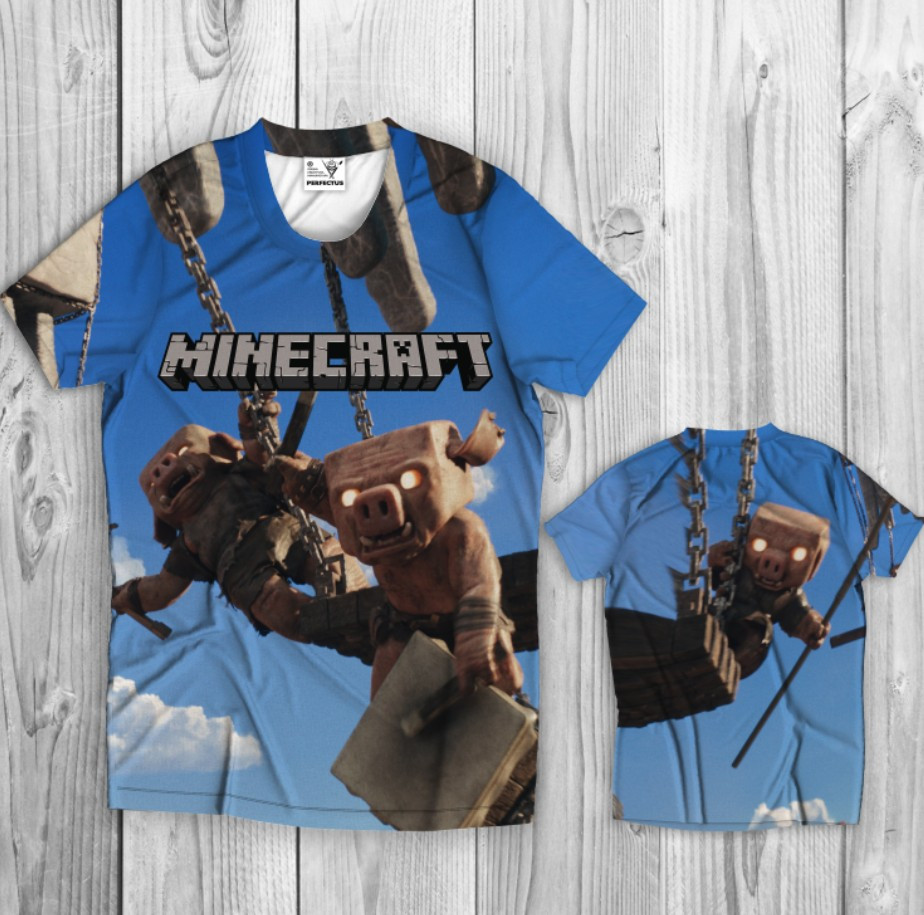 Футболка Minecraft майнкрафт гра фільм гра постер напис свині кабани воїни ВСІ Розміри, фото 1