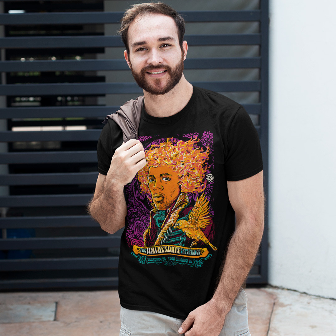 Футболка унісекс Jimi Hendrix (The Jimi Hendrix Experience Chicago 1968) XS чорний, фото 1