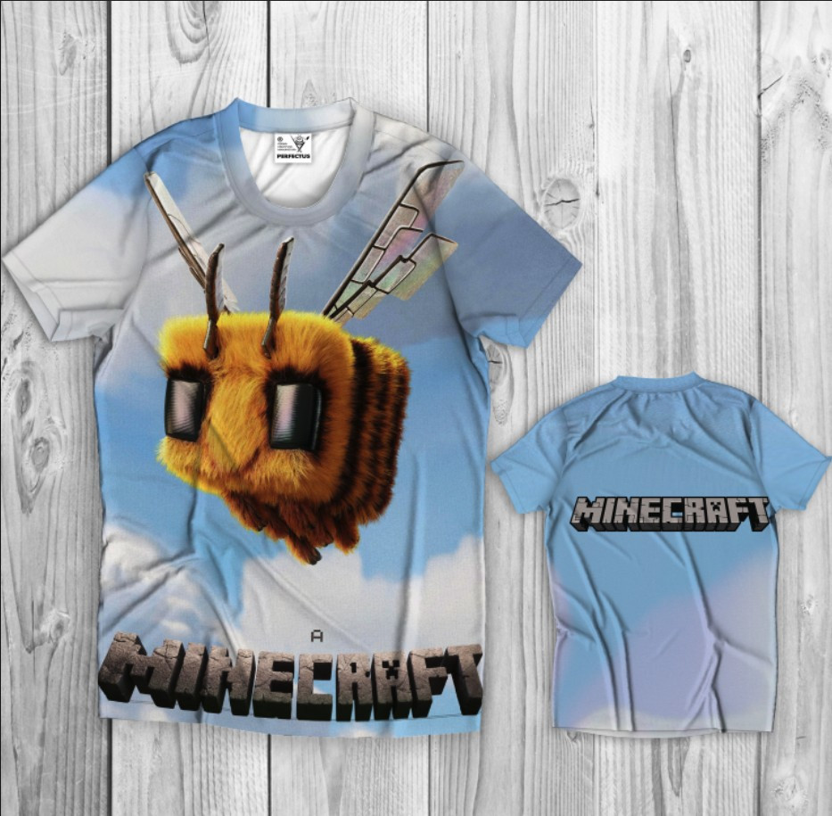 Футболка Minecraft майнкрафт гра фільм гра постер напис бджілка ВСІ Розміри, фото 1