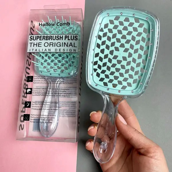 Гребінець HollowComb SUPERBRUSH PLUS, Прозорий - М'ятний