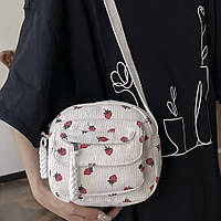 Міні сумка месенджер в корейському стилі k-pop/ стильна аніме кроссбоді з полуничним принтом