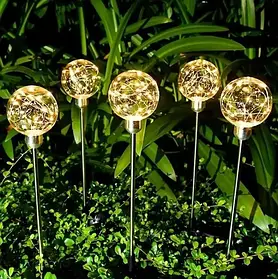 Вуличний світильник для саду RIAS "Куля" на сонячній батареї Теплий Білий 2 шт (3_06340)