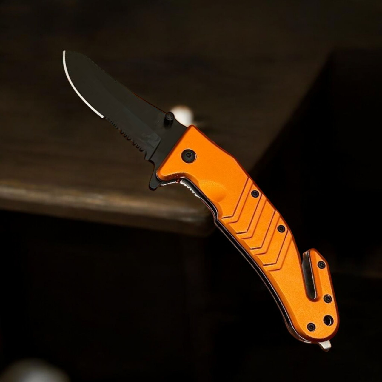 Розкладний ніж Tiger USA 2288 із серрейтором та склобоєм 21см Orange (7_02169)