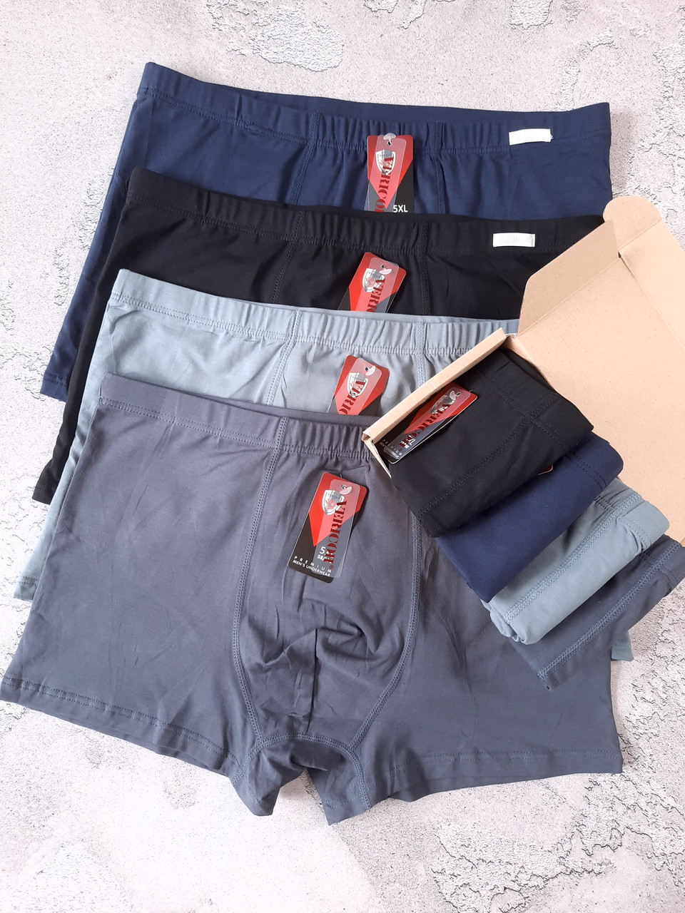 Чоловічі труси боксери від 5XL до 7XL  розміри великі набір 4шт VERICOH батал  чоловіча білизна