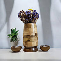 Дерев'яна ваза  для сухоцвітів та декору .Горіх