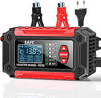 Тестер и зарядное устройство Eafc 12V для автомобилей мотоциклов и грузовиков с ЖК-дисплеем 6А
