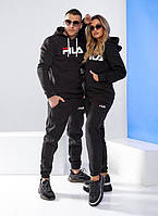 Стильний спортивний костюм унісекс 3х-ниткм колір чорний чоловічий жіночий