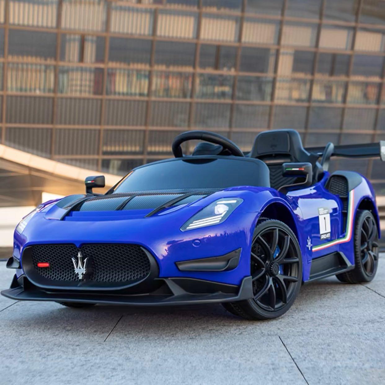 Дитячий електромобіль Maserati (синій колір) з пультом, музикою, EVA колесами, акумулятор 12V, фото 1