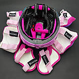 Якісний комплект захисту, + наколінники, налокітники, рукавички для дівчинки рожевий захист, фото 4