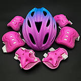 Якісний комплект захисту, + наколінники, налокітники, рукавички для дівчинки рожевий захист, фото 3