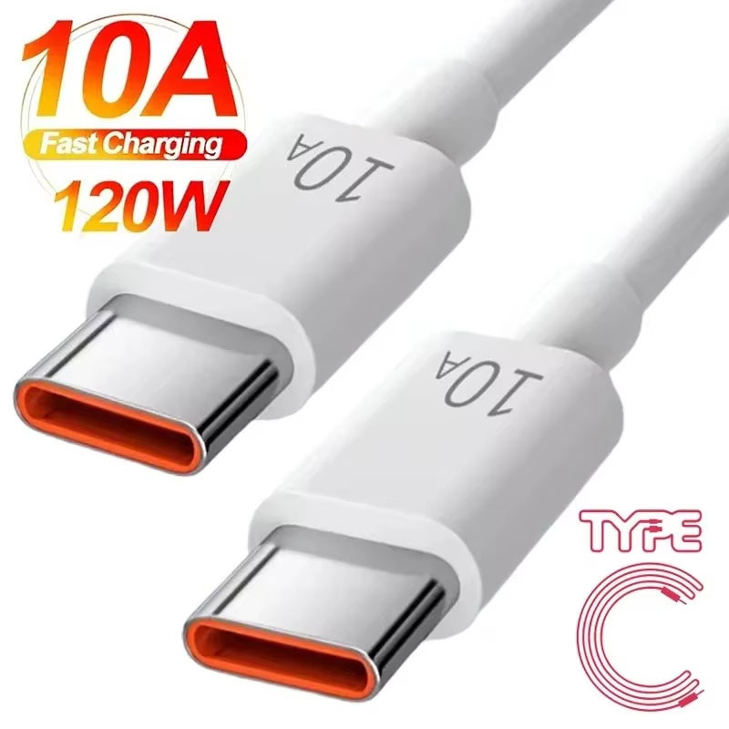 Кабель 1м Type-C+Type-C 10A білий