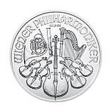 Срібна інвестиційна монета «Венська Філармонія» 1 унція (1 oz) 999 проби 1.5 Євро Австрія 2021 рік, фото 2