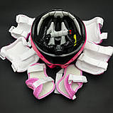 Якісний комплект захисту, + наколінники, налокітники, рукавички для дівчинки рожевий захист, фото 4