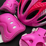 Якісний комплект захисту, + наколінники, налокітники, рукавички для дівчинки рожевий захист, фото 2