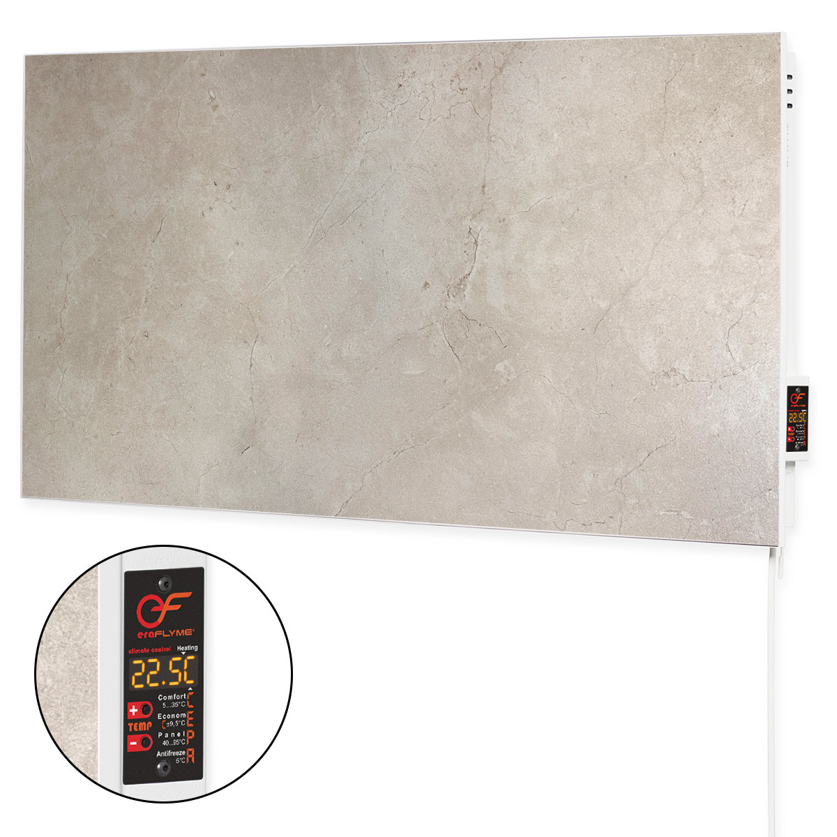 Керамічний обігрівач Flyme 1000 PW з програматором, бежевий камінь, фото 1