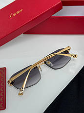 Жіночі сині сонцезахисні окуляри Cartier Eyewear Tiger CT0433S-002 55 золота оправа, фото 6