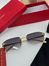 Жіночі сині сонцезахисні окуляри Cartier Eyewear Tiger CT0433S-002 55 золота оправа, фото 5
