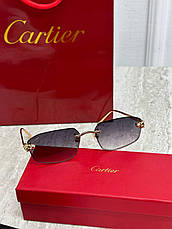 Жіночі сині сонцезахисні окуляри Cartier Eyewear Tiger CT0433S-002 55 золота оправа, фото 3