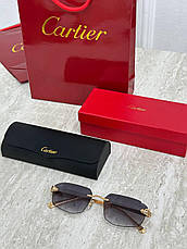 Жіночі сині сонцезахисні окуляри Cartier Eyewear Tiger CT0433S-002 55 золота оправа, фото 4