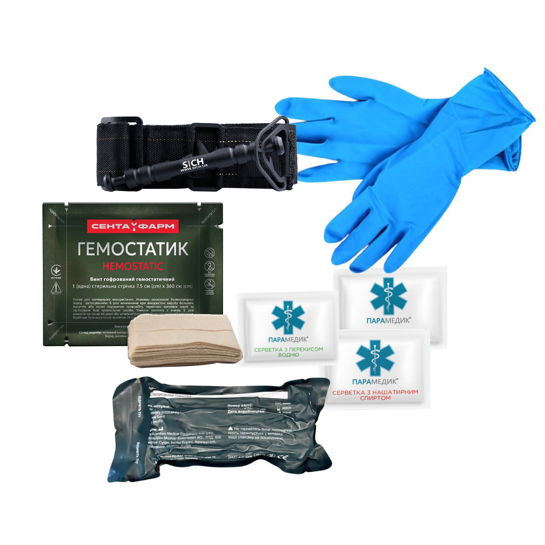 Набір кровоспинний EDC Med Kit (турнікет СІЧ, бандаж, бинт ГЕМОСТАТИК)