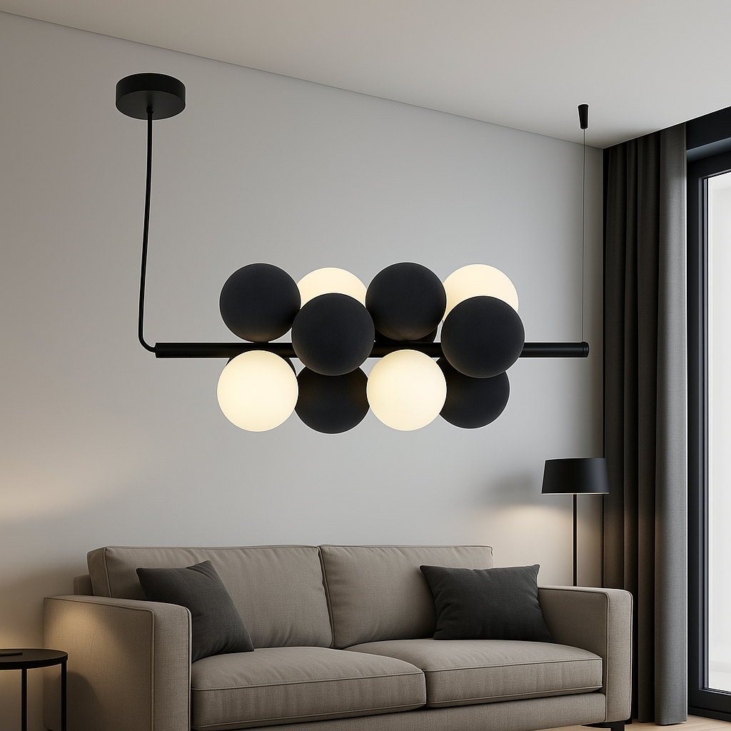 Сучасна підвісна люстра GlowBar на 12 куль сірого кольору (17156/4BK), фото 1