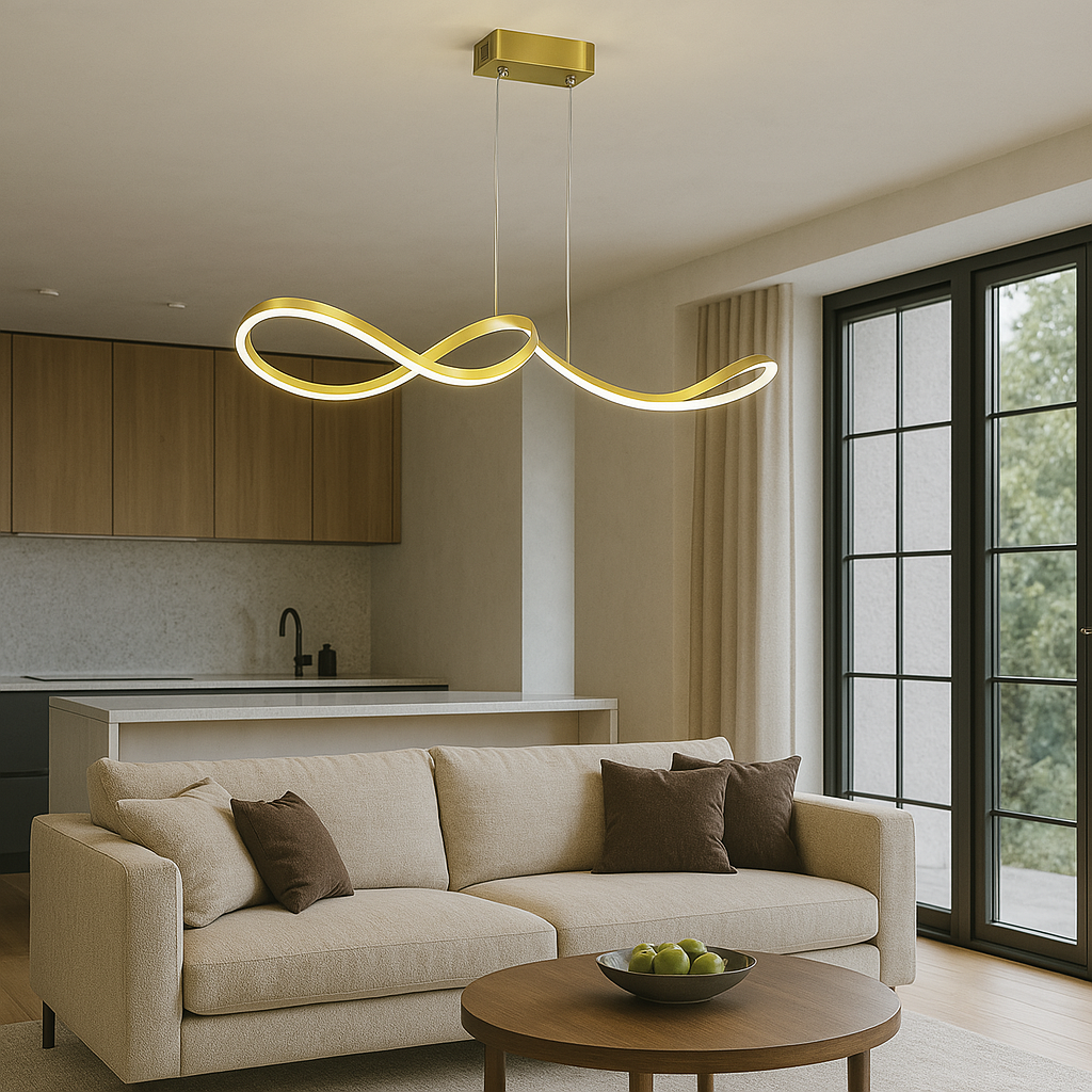 Золота дизайнерська підвісна Led-люстра на два елементи MD240515/95GD, фото 1