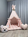 Вігвам Ніжно рожевий 6 БОНБОН з Кошиком Повний комплект, вігвам дитячий, вігвам для дівчинки, вігвам для дітей, дитяча палатка, фото 5