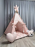 Вігвам Ніжно рожевий 6 БОНБОН з Кошиком Повний комплект, вігвам дитячий, вігвам для дівчинки, вігвам для дітей, дитяча палатка, фото 4