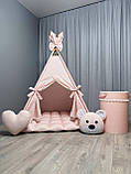 Вігвам Ніжно рожевий 6 БОНБОН з Кошиком Повний комплект, вігвам дитячий, вігвам для дівчинки, вігвам для дітей, дитяча палатка, фото 2