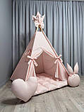 Вігвам Ніжно рожевий 8 БОНБОН з Кошиком Повний комплект, вігвам дитячий, вігвам для дівчинки, вігвам для дітей, дитяча палатка, фото 5