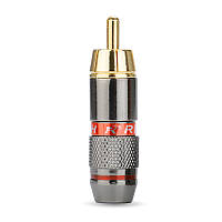 Металевий штекер під паяння FreeEnd — RCA Male R Connector Graphite/Red ring