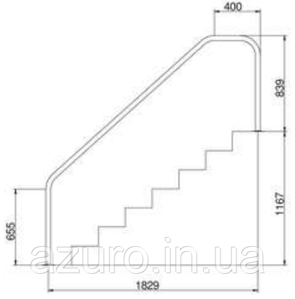 Поручень Flexinox 87162361 для римських сходів FX-06 (1829 мм, фланець, AISI-316L), фото 3