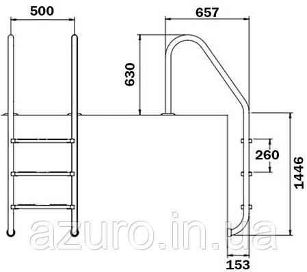 Сходи для басейну Flexinox Standard Electropolished (5 сходинок), AISI-316L, фото 3