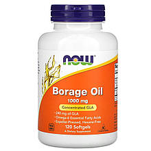 Масло огірочника (Borage Oil), Now Foods, концентрація ГЛК, 1000 мг, 120 гелевих капсул