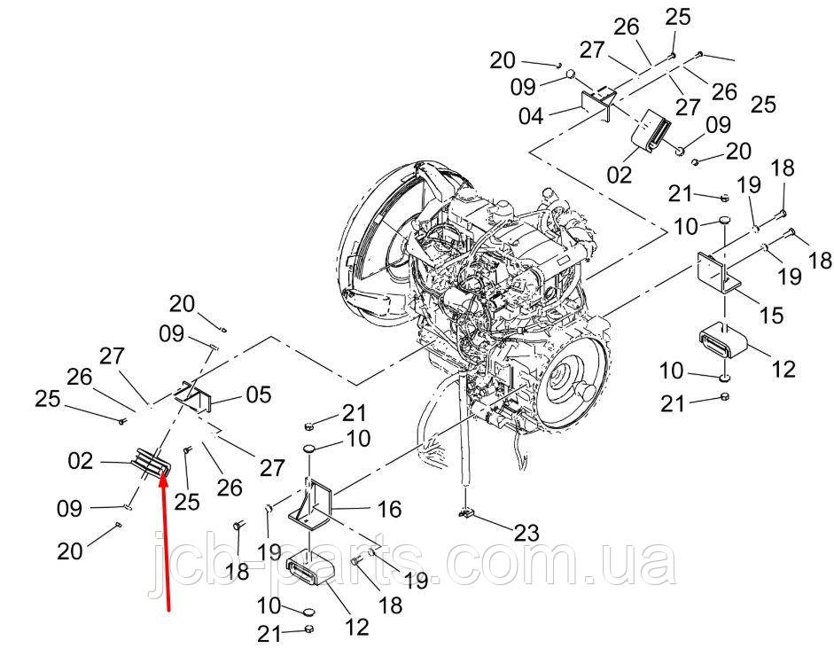 Hitachi 4641027 Подушка двигуна передня для ZX170W-3, ZX200-3