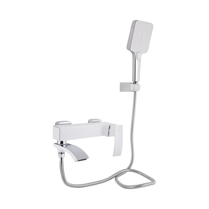 Змішувач для ванни Qtap Swan Cascada з поворотним виливом (з душовим гарнітуром) QTSWA260CRW45569 Chrome/White