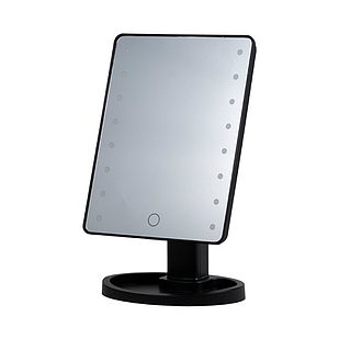 Дзеркало косметичне 21х16 см 16 LED Чорне HP-10-3AB