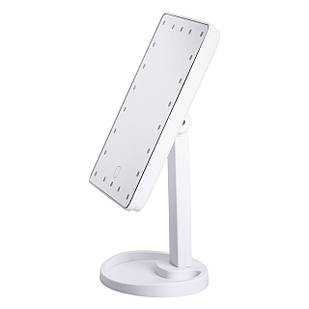 Настільне дзеркало з підсвічуванням 22 LED для макіяжу 21х16 см прямокутне на ніжці USB Біле HP-10-4AW