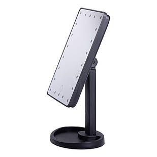 Настільне дзеркало з підсвічуванням 22 LED для макіяжу 21х16 см прямокутне на ніжці USB Чорне HP-10-4AB